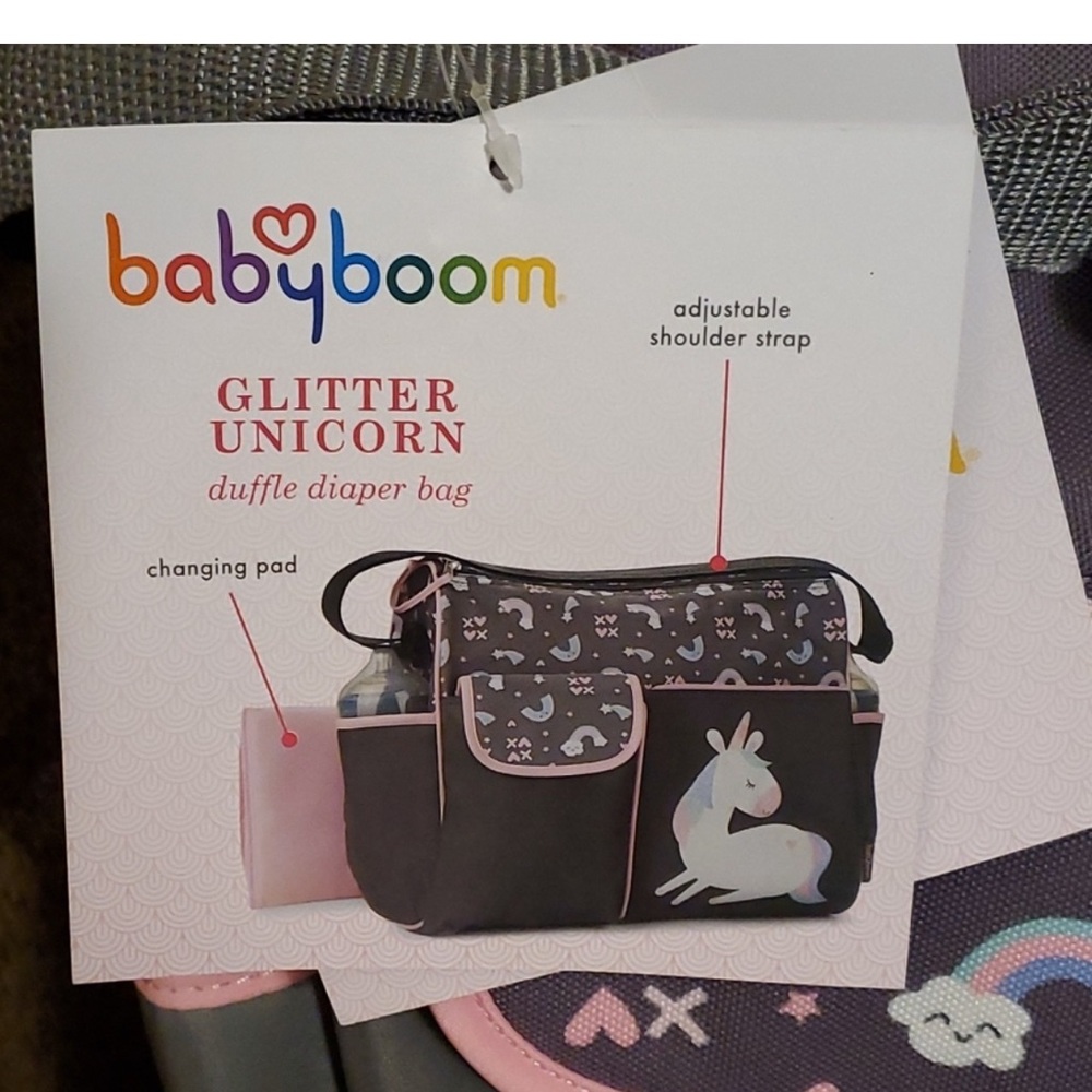 BABY BOOM Unicorn Diaper Bag - Pink and Gray -- Designed for GIRL -- NWT - Picture 6 of 6